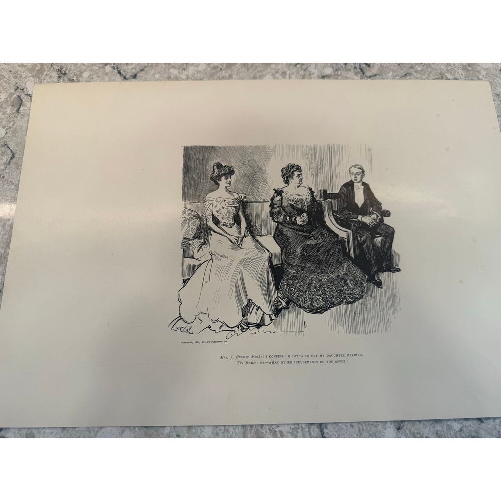 Vintage Sketches by Artist Charles Dana Gibson A Northeaster & Other - Picture 3 of 9